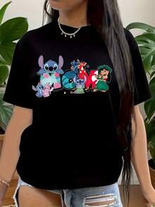 Stitch T-Shirt, Stitch And Lilo Mama Shirt,  Mama Shirt, Disneyland Mom Shirt,  Mother's Day Shirt, Disneyland Family Vacation Shirt, 220g - màu đen - Xem 1