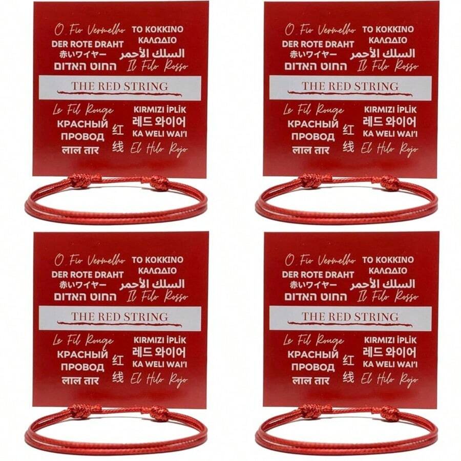 Adjustable Red String Bracelet Waterproof Waxed Nylon Lucky Amulet For Protection Good Fortune And Friendship