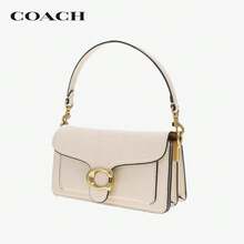 COACH Tabby 20 Classic C Logo Leather Top Handle Satchel Crossbody Bag, Small, Cream White