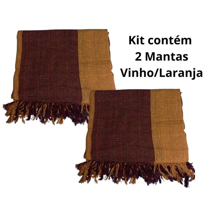 Kit Of 2 Blankets For Giant Luxury Sofa 120x210 Decorative Protective Sofa Cover - 葡萄酒和橘子 - 查看 1