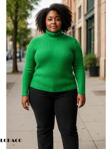 Women's Cacharrel PLUS SIZE Blouse LA High Neck And Long Sleeves - 軍綠色 - 查看 3