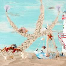 Handmade Woven Climbing Toy For Hermit Crabs, Curtain Rope Hooks, Knitted Woven Pieces, Hermit Crab Climbing Rope, Climbing Animal Rope With Hooks And Suction Cups, Suitable For Hermit Crab Ladder, Hermit Crab Habitat Decor, Lizard, Gecko, Snake, Tree Frog