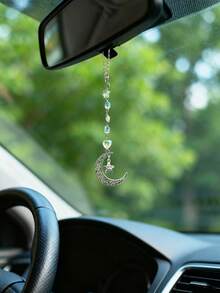 Car Pendants-Car Accessories Pendants 1pc Hollow Moon Star Car Hanging, Crystal Beaded Car Ornaments Crystal Sun Accessories Home Decoration - Star and Moon - View 9