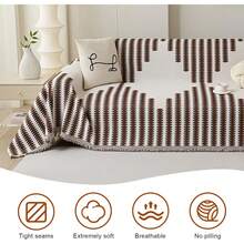 Tethram Funda de Sofá Reversible de Chenilla,180 * 150cm Ultra Suave Funda de Sofá Chenille de Doble Cara,Washable Anti-Slip Multifuncional Sofa,Adecuado para Mascotas en casa,Todas Las Estaciones - 1 - Ver 3
