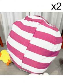 1 pezzo Borsa portaoggetti in peluche a righe, fodera per sedia di grande capacità con manico, materiale in poliestere di alta qualità, borsa multiuso con cerniera per riporre coperte, borsa portaoggetti in peluche per bambini, borsa a righe per divano, borsa da viaggio con zip e grande capacità per coperte, borsa multifunzione in tela per giocattoli, coperte e articoli da viaggio, scatola portaoggetti per l'organizzazione domestica, la miglior scelta per riporre giocattoli a casa