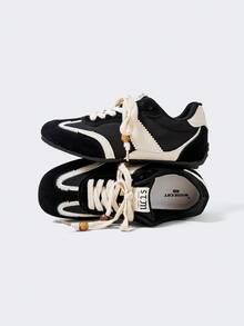 MASKERT Women's Multi-Functional Fashionable Casual Sneakers With Suede Rubber Outsole, Casual Board Shoes, Daily Matching Casual Shoes - Black - View 6