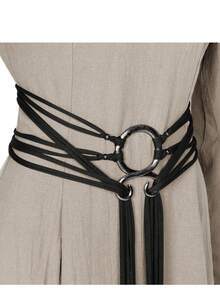 Cinturón de cruz de ogro vikingo para mujeres, cinturón de cuerda largo medieval para bruja nórdica chamánica pagana, accesorio de circo para Halloween