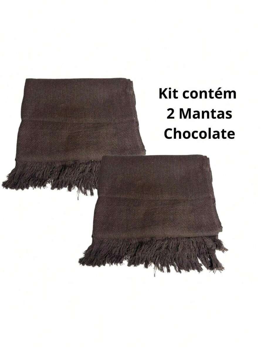 Kit Of 2 Blankets For Giant Luxury Sofa 120x210 Decorative Protective Sofa Cover - 巧克力棕 - 查看 1