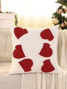 1pc Christmas Decorative Pillow Cover, Christmas Gloves, Plush Embroidered Canvas, Farmhouse Decor For Living Room Bedroom Sofa, Holiday Gift