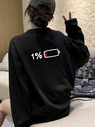 女式宽松休闲日本卡通印花长袖T恤，春秋季