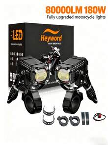 Heyword 1pc/2pcs External LED Lights For Cars And Motorcycles, Ultra-High Brightness, High And Low Beam Lights, Explosive Flashing Yellow, White, Red, And Three Color Freely Changing Flashing Lights, Off-Road Vehicle Universal Lighting Work Lights - Black 2Pcs/Switch - View 13