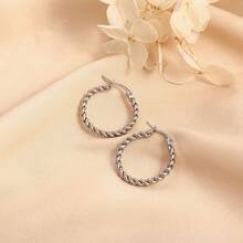 Pendientes de aro trenzados, minimalistas y de moda, chapados en acero inoxidable al vacío