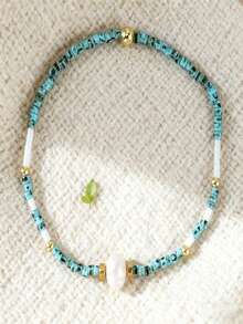 1 Stück Vintage Zuchtperle, Armband mit natürlichen Türkis-Perlen, durchdachte Geschenkidee für Frauen