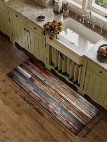 1 pièce Tapis de cuisine en gel de silice avec motif de grain de bois vintage. La conception de couleur et de texture simule l'effet de vieilles planches de bois, avec un style rétro et rustique, qui peut ajouter une atmosphère naturelle et vieillie à l'espace, couramment utilisé dans la création de styles de décoration de ferme, industriels et autres. Tapis de cuisine de luxe et , résistant à la fatigue et amortissant. Tapis de cuisine