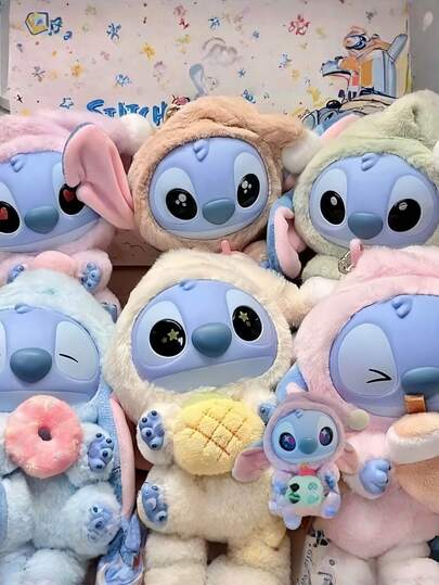 7 Styles Stitch Scrump Doll, "Must Eat One Bite Even If Exhausted" Series, Stitch Figurine Collectible Doll,The Perfect Bag Pendant,Party Gift,Birthday Gift,Small Gifts For Christmas And Other Festival Parties, Exquisite Birthday Presents Suitable For Family, Friends And Classmates(The Color Of The Eyes Is Random And May Include Green Eyes,Some Accessories On The Product Are Random.)