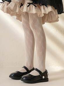 One Piece Black/White/Beige Mesh Fishnet Stockings Tights High Waist Fishnets Tights With Bow Decor For Baby Girls, Kids Daily Dresser Thigh High Suspender Stockings Pantyhose, Toddler Travel Party Pantyhose, Perfect For Casual Wear & Halloween Decorations Thanksgiving Christmas Xmas Gift