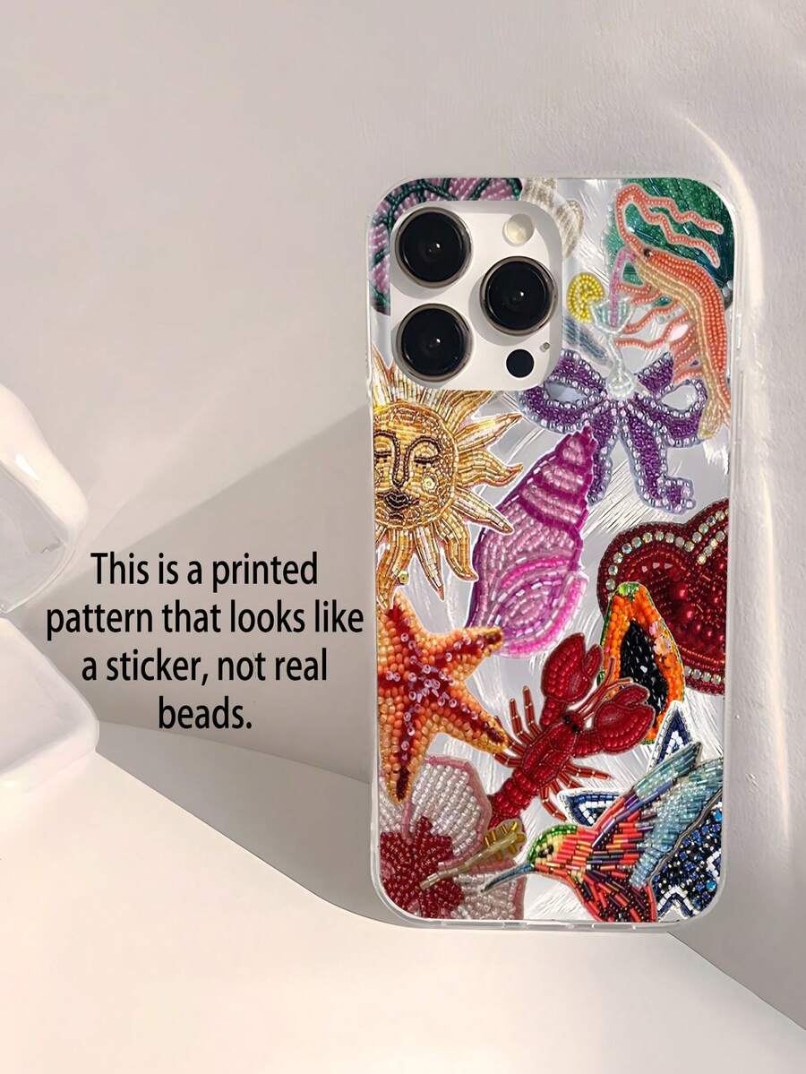 1 件透明海洋生物海星和海豚图案防水防指纹防刮光滑亮面柔软手机壳防震防摔