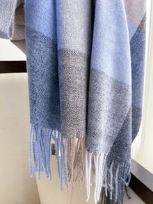 1 Stück Eleganter Vintage Mehrfarbig Karomuster & Streifenmuster Jacquard Schal/Umhang mit Quasten, Unisex Warmer Dicker Lässig Schal für Herbst/Winter - Verschiedenfarbig - Übersicht 4