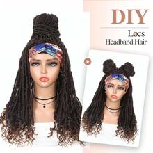 编织发带假发，女神编织钩针渐变棕色仿脏辫卷曲扭辫假发，手工钩针扭辫假发 - 黑棕色 - 查看 5