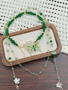 2 Pcs Retro And Simple Style Green Butterfly Double-Layer Collarbone Chain Necklace Is Suitable For Wearing In Daily Life, Parties, Vacations, Music Festivals And Other Occasions. They Can Also Be Given As Gifts To Family Members And Girlfriends - Butterfly Double Necklace - View 8