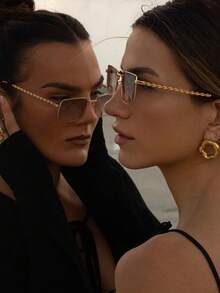 1pc Unique Twisted Leg Fashion Oval Fashion Glasses Set, Stylish Back To School Preppy Look - Multicolor - View 3