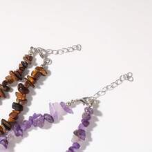 Asymmetrical Natural Amethyst Agate Stone Necklace Adjustable Chain Square Pendant Long Necklace Women Fashion Personalized Jewelry Suitable For Daily Wear And Special Occasions