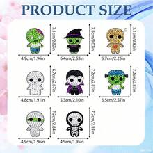 8pcs Diamond Painting Keychain Kit With Tools, Cute Hanging Diamond Painting Keychains, Skull, Camping Diamond Craft Supplies, DIY Jewelry, Halloween Gift
