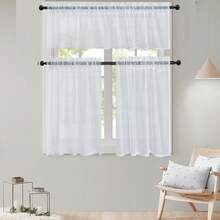 Kitchen Window Curtains - White - View 1