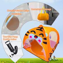 1 set Maison de jeu pour enfants, tissu Oxford 12 signes du zodiaque chinois Maison de jeu de dessin animé Tigre, Tente de jeu pour enfants, Utilisation intérieure/extérieure, Aucun assemblage requis, Ouverture rapide gonflable, Espace indépendant secret pour enfants