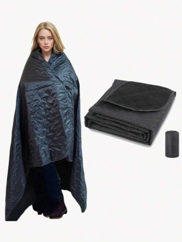 1 Black Outdoor Waterproof Blanket Winter Warm Blanket Portable Foldable Blanket, Very Suitable For Outdoor Sports, Camping, Car, Pets, Picnics, Windproof, Portable, Washable