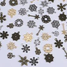 20pcs Christmas Alloy Snowflake Pendants, Gold, Silver, Antique Green Snowflake Styles, DIY Jewelry Charms, Bracelet, Earring Craft Making - Multicolor - View 2