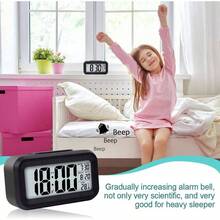Reloj Despertador Digital, Reloj Despertador con Pantalla, Despertadores Electrnicos con Funcin Snooze, Temperatura, 1224 H, Reloj Despertador Junto a La Cama para El Dormitorio De La Oficina En Casa - Negro - Negro - Ver 7