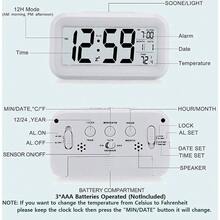 Reloj Despertador Digital, Reloj Despertador con Pantalla, Despertadores Electrnicos con Funcin Snooze, Temperatura, 1224 H, Reloj Despertador Junto a La Cama para El Dormitorio De La Oficina En Casa - Negro - Blanco - Ver 7