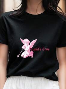 TESOSY Camiseta de manga corta negra con estampado de margarita y texto Quando non riesci a trovare il sole, sii il sole per uso diario y casual