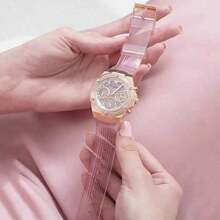 Guess 1pc Active Life Quartz Ladies Watch Pink Dial Day Of The Week 24 Hours Minute Display Summer Beach Accessory Sports And Leisure Style Fashionable Suitable For Daily Wear As A Gift For Students Returning To School GW0409L1 GW0409L3