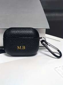 [Customized]Personalized Custom Golden Initials Letters Customize Earphone Case Compatible With Airpods 1 2 3 4 Pro 2 Luxury Faux Leather Litchi Pattern TPU Cover With Keychain,Stylish,Colorful,Vintage,Cute,Contracted,Funny,Custom,Personalized,Unique,Customized,Ideal Gifts For Him,Ideal Gifts For Her,Boyfriend,Girlfriend,Family,Friends,Grandparents,Couple,For Anniversaries,For Birthdays,Season Picks