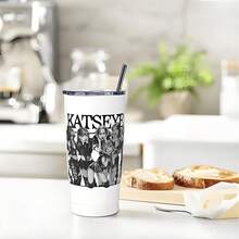 40oz/20oz KATSEYE Anime Becher - handgezeichneter KPOP Stil Cartoon Charakter, Edelstahl isolierter Becher mit Griff & Strohhalm, auslaufsicherer Deckel für heiße/kalte Getränke (Kaffee/Milchtee/Smoothies), robustes Design für Büro/Reisen, perfektes Geschenk für KPOP Fans!