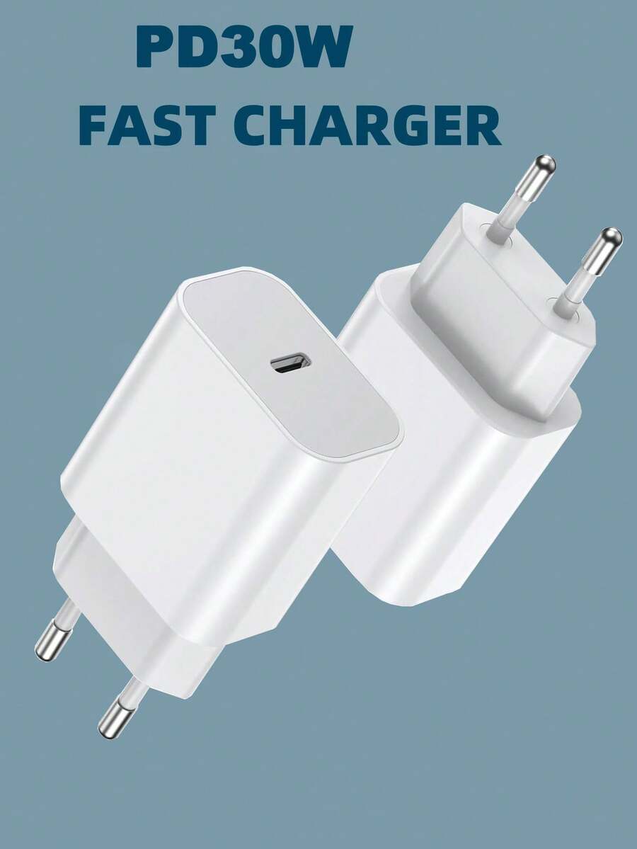1-2pcs PD 30W Fast Charging EU Plug Adapter Compatible With IPhone 17 Pro Max/17 Pro/17 Plus/17/16/15/14/13/12/11/XS/XR/8/7/6, S25/S24/S23/S22/S21 Ultra Plus, Series - EU C Type Plug(220-240V) - View 1