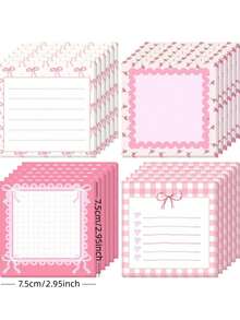 4pcs Cute Bow Memo Pads, Valentine's Day Gift, Ribbon Notebook Sticky Notes, Ladies Party Favor (Pink), Cute Planner, Cute Memo Pads, Stationery, Notepad, Notebook, School Supplies, Memo Pad, Reminder, Christmas Memo Pads, Desktop Accessories, Fun Sticky Notes - Multicolor - View 7