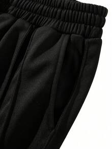 男士休闲老款男士条纹阔腿裤 - 黑色 - 查看 6