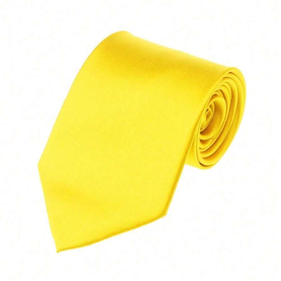 New Hot ! Solid Color Plain Classic Necktie Men's Tie,ZXCFTE - 49-檸檬黃 - 查看 1