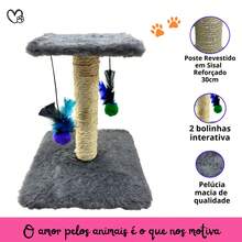 Scratching Post With Double Sisal Cat Toy - Gris - Ver 5