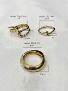 3pcs Luxury Smooth Bangle Bracelet, Gold Water Droplet And Chunky Bracelet Set, Wide Bracelet,For Work, Daily,Party, Banquet, Ball Decor,Vintage And Unique Bracelets For Women's