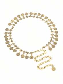 1pc Women's Metallic Multi-Layer Decorative Waist Chain, Versatile For Shirts, Dresses, Belly Dance Performances, Available In Multiple Colors - Vàng - Xem 5