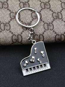 1 pieza Llavero de metal personalizado con texto personalizado, accesorio de llavero unisex con elemento de piano, cristal de imitación, el mejor regalo para amantes de la música, familia, amigos, parejas