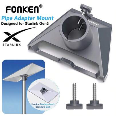 Bộ chuyển đổi ống gắn cột bằng hợp kim nhôm cho ăng-ten Starlink Gen 3 tiêu chuẩn.