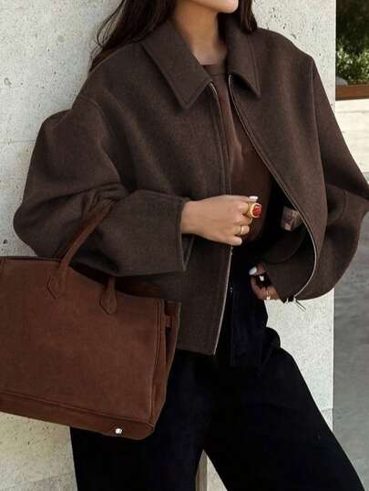 Veste  vintage élégante et minimaliste pour femme, convenant pour les déplacements quotidiens