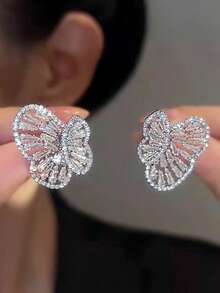 1 Paar Charm Ohrstecker mit kubischem Zirkonia für Frauen, für Hochzeit, Verlobung, Jahrestag, Party, Schmuck, Valentinstag Geschenk