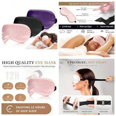 Antifaz para Dormir de 3 Piezas, Mascarilla para dormir, Anti - Luz Mascara Dormir, mascarilla de seda natural pura con cinturn de sueo ajustable, Bloqueo de Luz, Sper Suave, Eye para Viajar, Trabajo, Echar la Siesta, Para Hombres y Mujeres