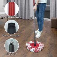 1Pc Spin Mop Handle Replacement Compatible With O-Ceda/Viled Spin Mop EasyWring 1-Tank/2-Tank System High Quality Durable Steel Mop Stick Replacement For Kitchen Bathroom Cleaning Supplies Christmas Halloween - Multicolor - View 4